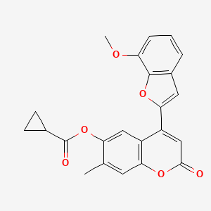 4-(7-methoxy-1-benzofuran-2-yl)-7-methyl-2-oxo-2H-chromen-6-yl cyclopropanecarboxylate