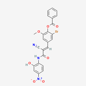 molecular formula C24H16BrN3O7 B2647807 [2-bromo-4-[(E)-2-cyano-3-(2-hydroxy-4-nitroanilino)-3-oxoprop-1-enyl]-6-methoxyphenyl] benzoate CAS No. 380563-32-6