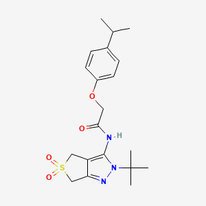 molecular formula C20H27N3O4S B2647819 N-(2-(tert-butyl)-5,5-dioxido-4,6-dihydro-2H-thieno[3,4-c]pyrazol-3-yl)-2-(4-isopropylphenoxy)acetamide CAS No. 893924-41-9