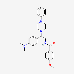 molecular formula C28H34N4O2 B2647823 N-(2-(4-(二甲氨基)苯基)-2-(4-苯基哌嗪-1-基)乙基)-4-甲氧基苯甲酰胺 CAS No. 946286-12-0