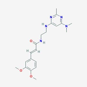(E)-3-(3,4-dimethoxyphenyl)-N-(2-((6-(dimethylamino)-2-methylpyrimidin-4-yl)amino)ethyl)acrylamide