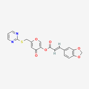 molecular formula C20H14N2O6S B2647843 [4-oxo-6-(pyrimidin-2-ylsulfanylmethyl)pyran-3-yl] (E)-3-(1,3-benzodioxol-5-yl)prop-2-enoate CAS No. 877636-91-4