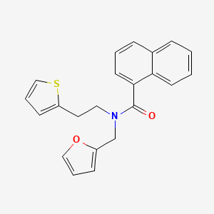 molecular formula C22H19NO2S B2647846 N-(furan-2-ylmethyl)-N-(2-(thiophen-2-yl)ethyl)-1-naphthamide CAS No. 1396799-84-0