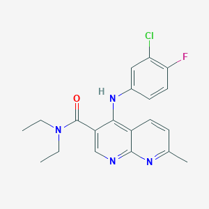 4-((3-chloro-4-fluorophenyl)amino)-N,N-diethyl-7-methyl-1,8-naphthyridine-3-carboxamide