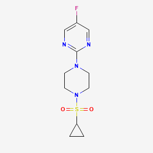 molecular formula C11H15FN4O2S B2647853 2-(4-Cyclopropylsulfonylpiperazin-1-yl)-5-fluoropyrimidine CAS No. 2415531-76-7