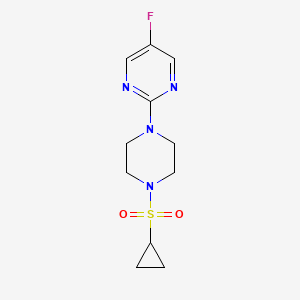 molecular formula C11H15FN4O2S B2647853 2-[4-(Cyclopropanesulfonyl)piperazin-1-yl]-5-fluoropyrimidine CAS No. 2415531-76-7