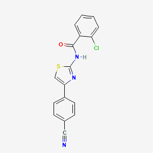 molecular formula C17H10ClN3OS B2647857 2-chloro-N-(4-(4-cyanophenyl)thiazol-2-yl)benzamide CAS No. 313366-24-4
