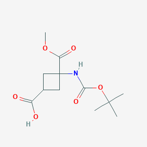 molecular formula C12H19NO6 B2647863 Cis-3-{[(tert-butoxy)carbonyl]amino}-3-(methoxycarbonyl)cyclobutane-1-carboxylic acid CAS No. 116129-02-3