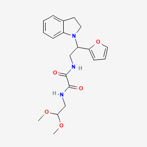 molecular formula C20H25N3O5 B2647865 N1-(2,2-dimethoxyethyl)-N2-(2-(furan-2-yl)-2-(indolin-1-yl)ethyl)oxalamide CAS No. 898432-90-1