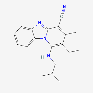 molecular formula C19H22N4 B2647870 2-Ethyl-1-(isobutylamino)-3-methylpyrido(1,2-A)benzimidazole-4-carbonitrile CAS No. 611196-95-3