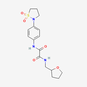 molecular formula C16H21N3O5S B2647874 N1-(4-(1,1-dioxidoisothiazolidin-2-yl)phenyl)-N2-((tetrahydrofuran-2-yl)methyl)oxalamide CAS No. 1105246-03-4