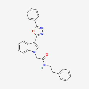 N-phenethyl-2-(3-(5-phenyl-1,3,4-oxadiazol-2-yl)-1H-indol-1-yl)acetamide
