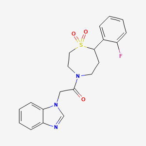 4-[2-(1H-1,3-benzodiazol-1-yl)acetyl]-7-(2-fluorophenyl)-1lambda6,4-thiazepane-1,1-dione