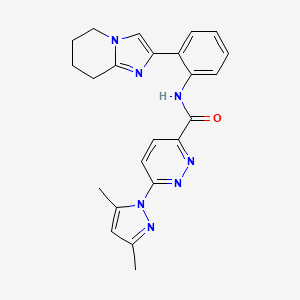 molecular formula C23H23N7O B2647900 6-(3,5-dimethyl-1H-pyrazol-1-yl)-N-(2-(5,6,7,8-tetrahydroimidazo[1,2-a]pyridin-2-yl)phenyl)pyridazine-3-carboxamide CAS No. 2034611-57-7