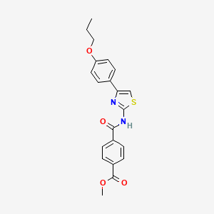 molecular formula C21H20N2O4S B2647906 Methyl 4-((4-(4-propoxyphenyl)thiazol-2-yl)carbamoyl)benzoate CAS No. 391876-96-3