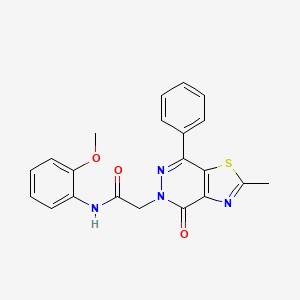 molecular formula C21H18N4O3S B2647908 N-(2-甲氧基苯基)-2-(2-甲基-4-氧代-7-苯基噻唑并[4,5-d]嘧啶-5(4H)-基)乙酰胺 CAS No. 941897-25-2