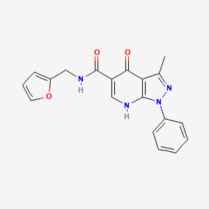 molecular formula C19H16N4O3 B2647913 N-(呋喃-2-基甲基)-3-甲基-4-氧代-1-苯基-4,7-二氢-1H-吡唑并[3,4-b]吡啶-5-羧酰胺 CAS No. 941936-30-7