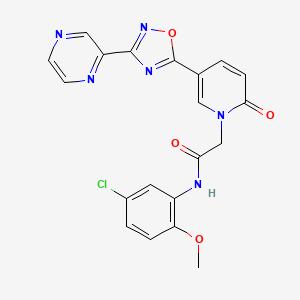molecular formula C20H15ClN6O4 B2647914 N-(5-氯-2-甲氧基苯基)-2-(2-氧代-5-(3-(吡嗪-2-基)-1,2,4-恶二唑-5-基)吡啶-1(2H)-基)乙酰胺 CAS No. 1396844-08-8