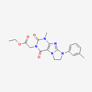 molecular formula C19H21N5O4 B2647916 Ethyl 2-[4-methyl-6-(3-methylphenyl)-1,3-dioxo-7,8-dihydropurino[7,8-a]imidazol-2-yl]acetate CAS No. 872840-06-7