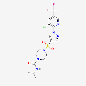 molecular formula C17H20ClF3N6O3S B2647921 4-({1-[3-chloro-5-(trifluoromethyl)pyridin-2-yl]-1H-pyrazol-4-yl}sulfonyl)-N-(propan-2-yl)piperazine-1-carboxamide CAS No. 2061740-29-0