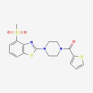 molecular formula C17H17N3O3S3 B2647931 (4-(4-(甲基磺酰基)苯并[d]噻唑-2-基)哌嗪-1-基)(噻吩-2-基)甲酮 CAS No. 941918-63-4