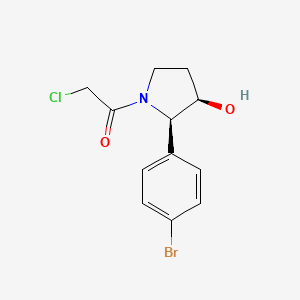 molecular formula C12H13BrClNO2 B2647932 1-[(2R,3R)-2-(4-Bromophenyl)-3-hydroxypyrrolidin-1-yl]-2-chloroethanone CAS No. 2411181-54-7