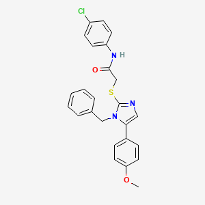 molecular formula C25H22ClN3O2S B2647937 2-((1-benzyl-5-(4-methoxyphenyl)-1H-imidazol-2-yl)thio)-N-(4-chlorophenyl)acetamide CAS No. 1207040-00-3