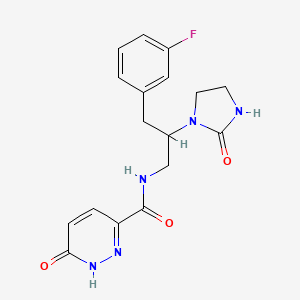 molecular formula C17H18FN5O3 B2647940 N-(3-(3-fluorophenyl)-2-(2-oxoimidazolidin-1-yl)propyl)-6-oxo-1,6-dihydropyridazine-3-carboxamide CAS No. 1421458-56-1