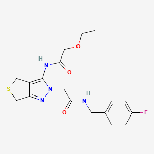 molecular formula C18H21FN4O3S B2647948 2-ethoxy-N-(2-(2-((4-fluorobenzyl)amino)-2-oxoethyl)-4,6-dihydro-2H-thieno[3,4-c]pyrazol-3-yl)acetamide CAS No. 1105250-61-0