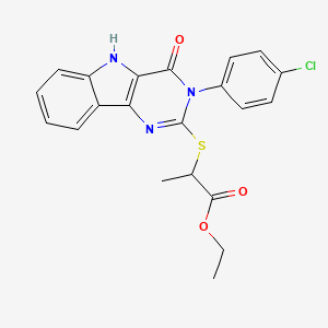 ethyl 2-((3-(4-chlorophenyl)-4-oxo-4,5-dihydro-3H-pyrimido[5,4-b]indol-2-yl)thio)propanoate