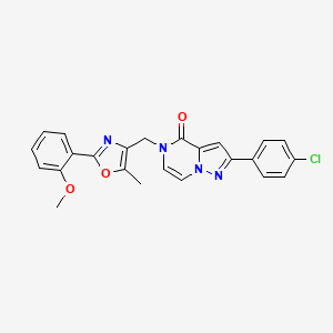 molecular formula C24H19ClN4O3 B2647979 2-(4-chlorophenyl)-5-((2-(2-methoxyphenyl)-5-methyloxazol-4-yl)methyl)pyrazolo[1,5-a]pyrazin-4(5H)-one CAS No. 941899-30-5