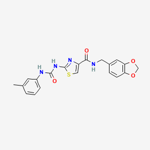 N-(benzo[d][1,3]dioxol-5-ylmethyl)-2-(3-(m-tolyl)ureido)thiazole-4-carboxamide