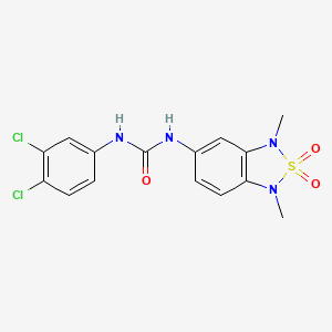 molecular formula C15H14Cl2N4O3S B2647989 1-(3,4-Dichlorophenyl)-3-(1,3-dimethyl-2,2-dioxido-1,3-dihydrobenzo[c][1,2,5]thiadiazol-5-yl)urea CAS No. 2034338-26-4