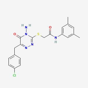 molecular formula C20H20ClN5O2S B2647991 2-{[4-amino-6-(4-chlorobenzyl)-5-oxo-4,5-dihydro-1,2,4-triazin-3-yl]sulfanyl}-N-(3,5-dimethylphenyl)acetamide CAS No. 886964-34-7