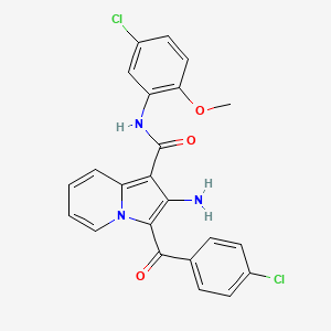 molecular formula C23H17Cl2N3O3 B2647999 2-氨基-N-(5-氯-2-甲氧基苯基)-3-(4-氯苯甲酰基)吲哚并[1,2-a]喹唑啉-1-甲酰胺 CAS No. 898417-89-5