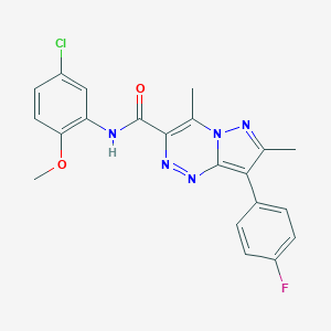 molecular formula C21H17ClFN5O2 B264800 N-(5-chloro-2-methoxyphenyl)-8-(4-fluorophenyl)-4,7-dimethylpyrazolo[5,1-c][1,2,4]triazine-3-carboxamide 