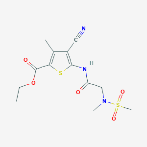 molecular formula C13H17N3O5S2 B2648015 ethyl 4-cyano-3-methyl-5-(2-(N-methylmethylsulfonamido)acetamido)thiophene-2-carboxylate CAS No. 1170844-68-4