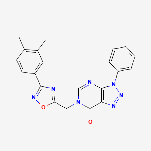 molecular formula C21H17N7O2 B2648019 6-((3-(3,4-二甲苯基)-1,2,4-恶二唑-5-基)甲基)-3-苯基-3H-[1,2,3]三唑并[4,5-d]嘧啶-7(6H)-酮 CAS No. 1207004-59-8