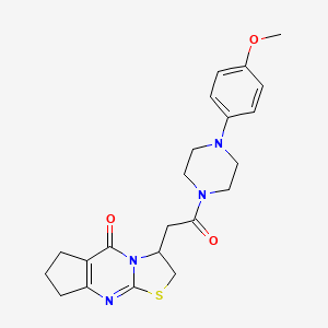 molecular formula C22H26N4O3S B2648027 3-(2-(4-(4-甲氧基苯基)哌嗪-1-基)-2-氧代乙基)-2,3,7,8-四氢环戊[d]噻唑并[3,2-a]嘧啶-5(6H)-酮 CAS No. 1021265-28-0