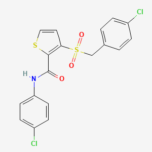 molecular formula C18H13Cl2NO3S2 B2648036 3-[(4-氯苄基)磺酰基]-N-(4-氯苯基)-2-噻吩甲酰胺 CAS No. 251097-10-6