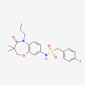 molecular formula C21H25FN2O4S B2648037 N-(3,3-二甲基-4-氧代-5-丙基-2,3,4,5-四氢苯并[b][1,4]恶杂环辛-8-基)-1-(4-氟苯基)甲磺酰胺 CAS No. 921997-81-1