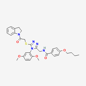 4-butoxy-N-((4-(2,5-dimethoxyphenyl)-5-((2-(indolin-1-yl)-2-oxoethyl)thio)-4H-1,2,4-triazol-3-yl)methyl)benzamide