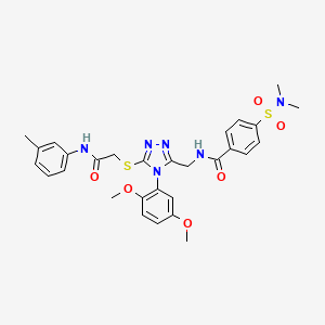 molecular formula C29H32N6O6S2 B2648045 N-[[4-(2,5-dimethoxyphenyl)-5-[2-(3-methylanilino)-2-oxoethyl]sulfanyl-1,2,4-triazol-3-yl]methyl]-4-(dimethylsulfamoyl)benzamide CAS No. 309968-31-8