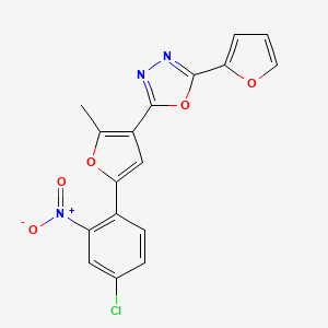 molecular formula C17H10ClN3O5 B2648052 2-[5-(4-Chloro-2-nitrophenyl)-2-methylfuran-3-yl]-5-(furan-2-yl)-1,3,4-oxadiazole CAS No. 890642-02-1