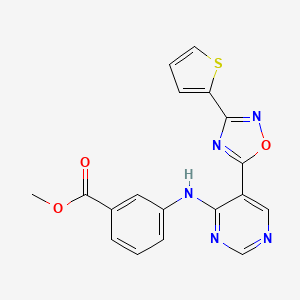 Methyl 3-((5-(3-(thiophen-2-yl)-1,2,4-oxadiazol-5-yl)pyrimidin-4-yl)amino)benzoate