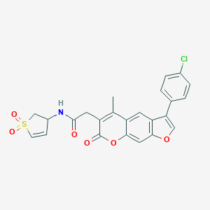 molecular formula C24H18ClNO6S B264806 2-[3-(4-chlorophenyl)-5-methyl-7-oxo-7H-furo[3,2-g]chromen-6-yl]-N-(1,1-dioxido-2,3-dihydro-3-thienyl)acetamide 