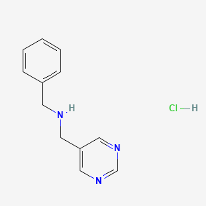 molecular formula C12H14ClN3 B2648079 Benzyl[(pyrimidin-5-yl)methyl]amine hydrochloride CAS No. 2193059-35-5