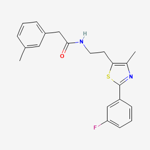molecular formula C21H21FN2OS B2648084 N-{2-[2-(3-fluorophenyl)-4-methyl-1,3-thiazol-5-yl]ethyl}-2-(3-methylphenyl)acetamide CAS No. 923227-43-4