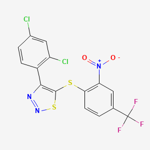 molecular formula C15H6Cl2F3N3O2S2 B2648086 4-(2,4-Dichlorophenyl)-1,2,3-thiadiazol-5-yl 2-nitro-4-(trifluoromethyl)phenyl sulfide CAS No. 338409-84-0