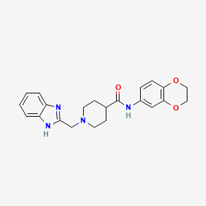 molecular formula C22H24N4O3 B2648104 1-((1H-benzo[d]imidazol-2-yl)methyl)-N-(2,3-dihydrobenzo[b][1,4]dioxin-6-yl)piperidine-4-carboxamide CAS No. 1207008-08-9